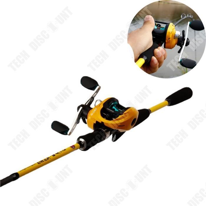 TD® Petite tige jaune carbone poignée droite poignée de pistolet 1.8 route sous tige goutte d'eau roue ensemble de canne à pêche