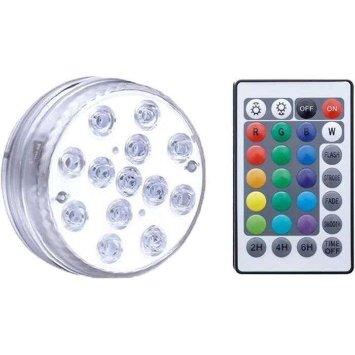 Lumières Submersibles HUIOP - Lot De 12 LED RGB Avec Télécommande, IP68, Pour Décoration Aquatique