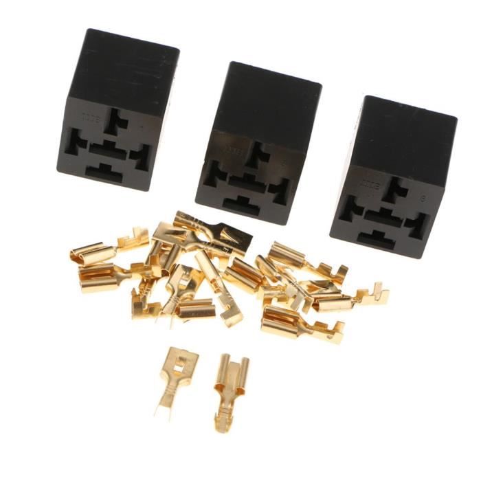 Relais Automobile DC 36V 40A SPDT 5 Broches – Lot De 3 Avec Harnais – Pour Phares, Alarme, Klaxon, éclairage Voiture