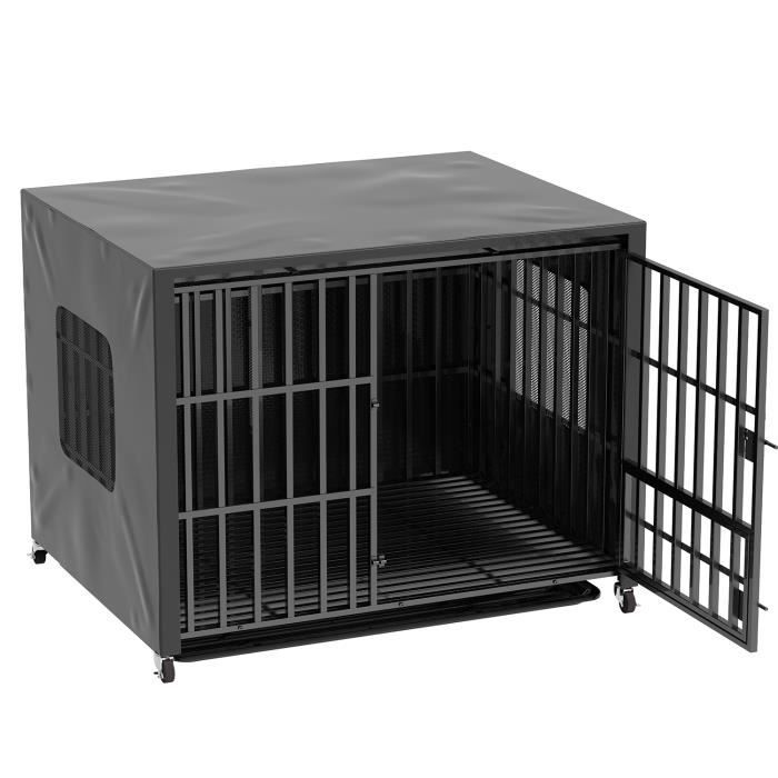 Comparer les prix de Cage Chien Grand Taille sur Roulette Caisse pour Grand Chien Interieur en Métal avec Housse de Cage 107x94x77cm