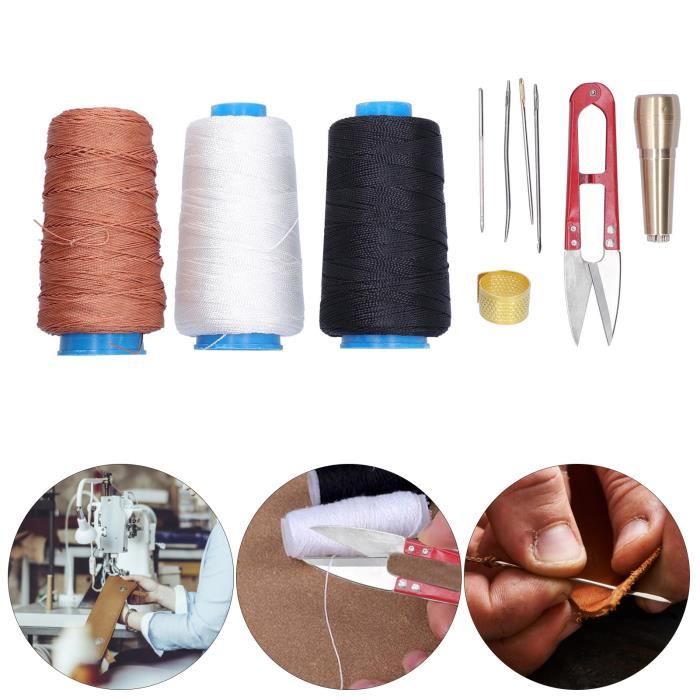 Kit De Couture Cuir 57 Pièces Kezidhp - Aiguilles, Fils, Alènes, Dé, Ciseaux, Pour Réparation Et Création DIY