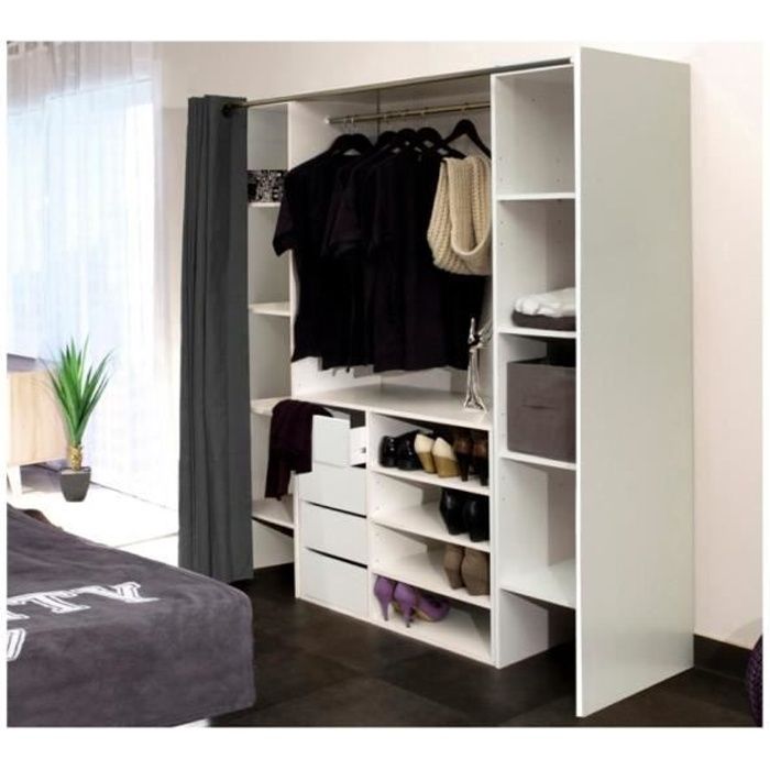 ensemble dressing extensible + meuble de rangement emeric - blanc & anthracite - vente-unique