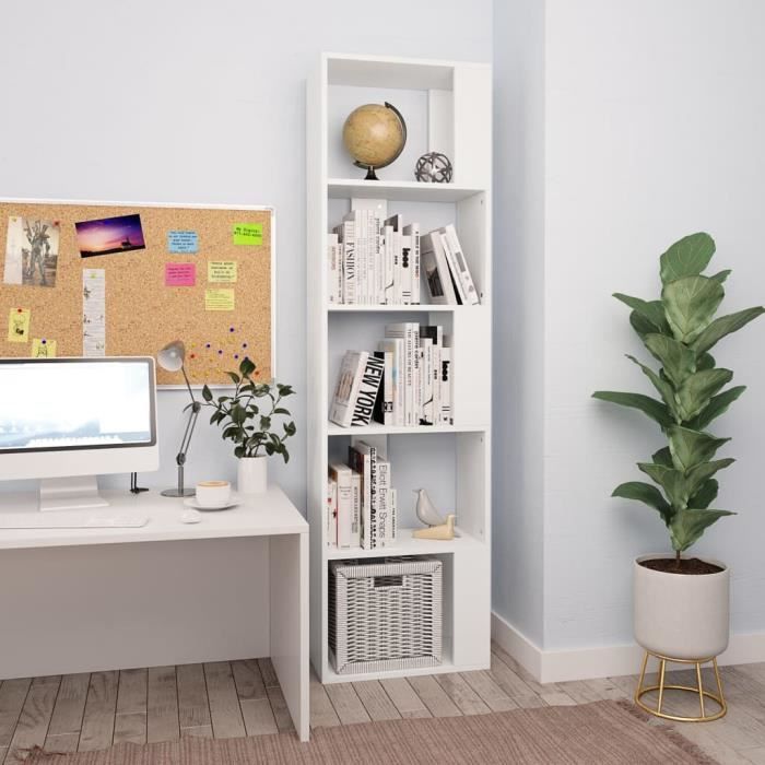 Elegant Meuble étagère Salon - Bibliothèque-Séparateur de pièce Blanc 45x24x159 cm Aggloméré Bonne vie81023 - Blanc 1655 Kg