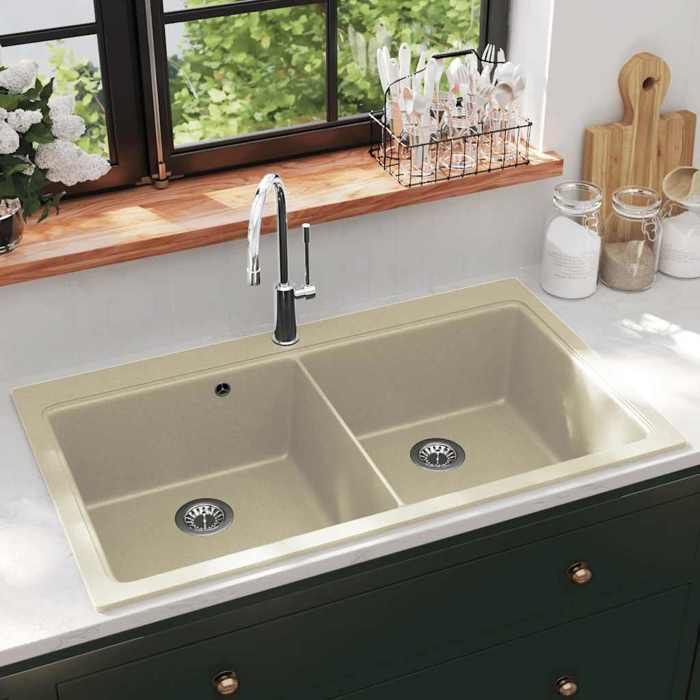 VidaXL Double lavabo Granit - vue 2