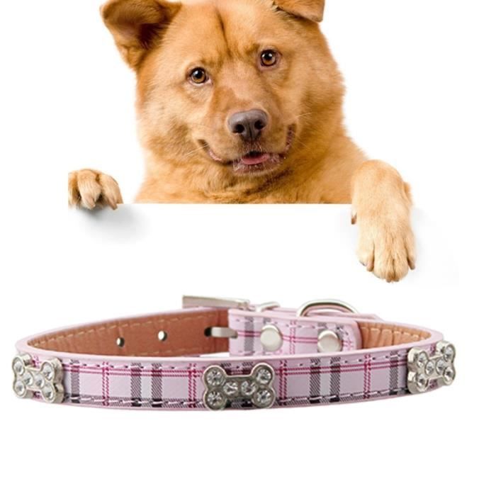 Comparer les prix de Collier Chien & Chat rose pour animaux de compagnie de de chien taille: S 1.5 * 37cm Cuir dunité centrale avec les conceptions