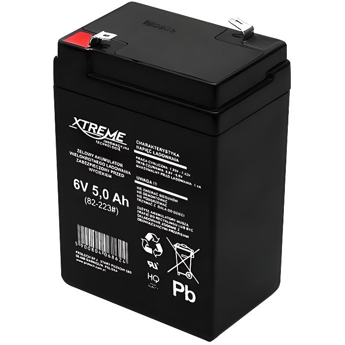 Batterie gel rechargeable 5Ah 6V sans entretien - XTREME - Durée de vie 5 ans - Haute qualité et fiabilité