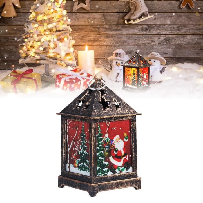 COM-FOUR® Lanterne LED 3x avec Fonction Minuterie - Éclairage LED pour Noël  - Lanterne électrique à Piles - Lumière d'ambiance comme décoration de
