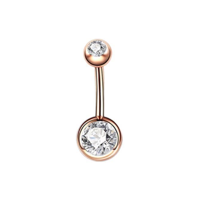 ANNEAU DE PIERCING,Rose GoldPiercing de nombril en or pour femmes, 1 pièce, boule ronde en