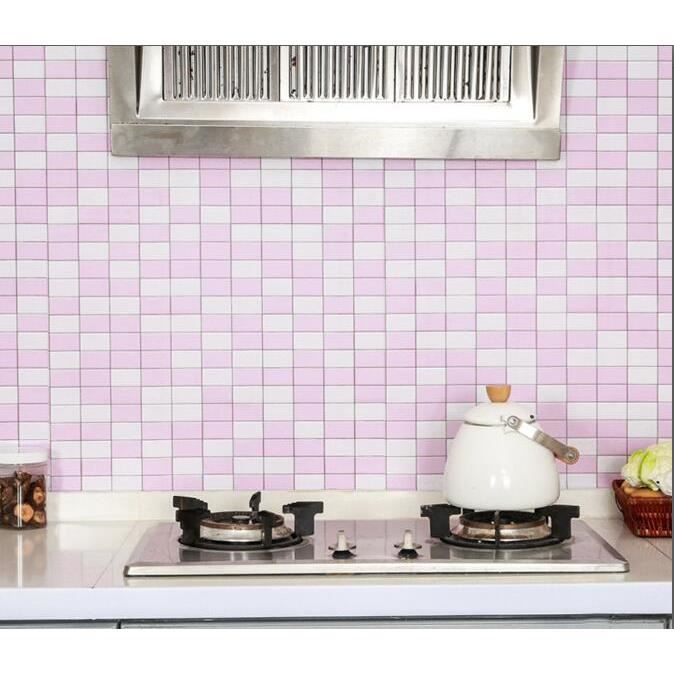 Frise Murale Autocollant Papier Peint Autocollant Imperméable En PVC Plinthe Autocollant De Cuisine Et De Salle De Bain Décor MuralCarreaux Roses 10.6cm X 1000cm