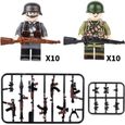 Lot de 20 figurines militaires - Soldat allemand américain de la Seconde Guerre mondiale - Blocs de construction - Armes - Cadeau d'-1