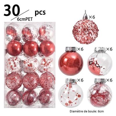 44 Boules De Noël Rouge Et Or - 6cm Et 3cm - Décoration Sapin Intérieur/extérieur - 5