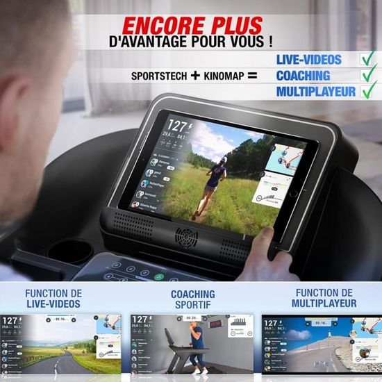 Tapis de course pliable professionnel connecté F37 , tapis autolubrifiant avec amortisseur, supporte jusqu'à 150kg Tapis de course pliable professionnel connecté F37 , tapis autolubrifiant avec amortisseur, supporte jusqu'à 150kg