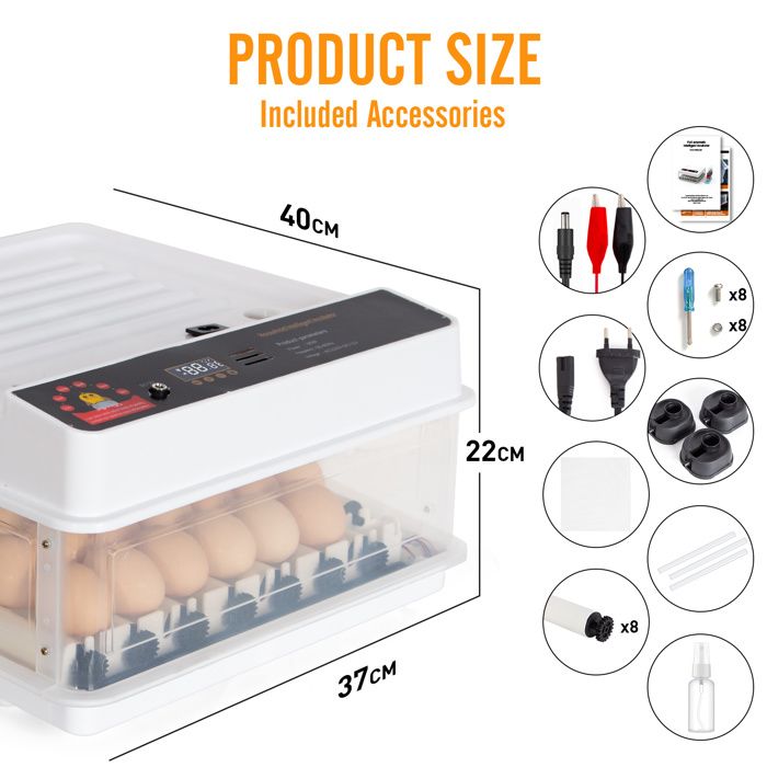 Couveuse Automatique 26 œufs Avec écran Tactile - Rotation Auto, Contrôle Température/humidité | Parfait Pour Poules, Cailles