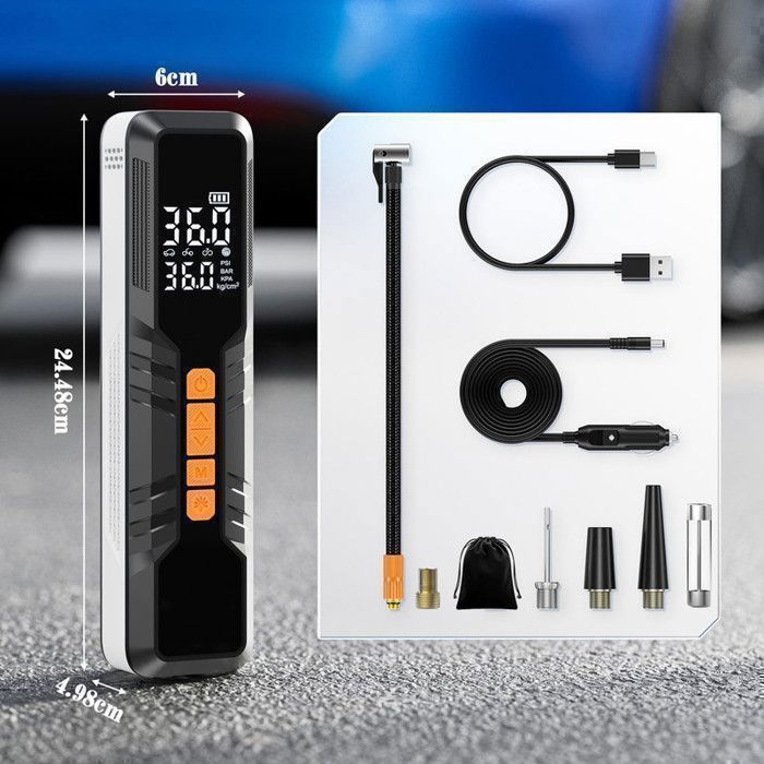 Vexloria Compresseur à Air Portatif Sans Fil 6000mAh - Gonfleur Pneus Voiture, Moto, Vélo Avec LED Et Écran Numérique