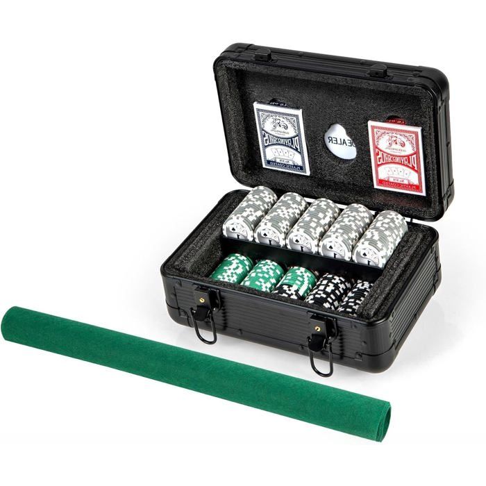 GIANTEX 400 Jetons Malette Poker en Aluminium, 2 Jeux de Cartes, 5 Dés ...