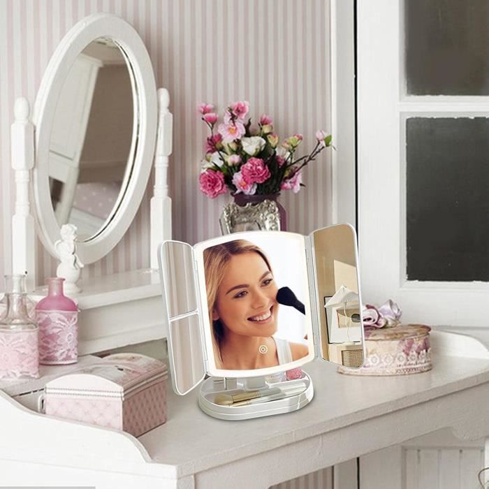 Miroir Grossissant De Voyage Miroir De Maquillage LED Avec Lampe Hollywood Miroir De Maquillage Miroir Coiffeuse