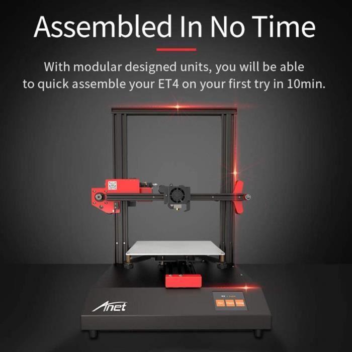 Imprimante 3D DIY Anet ET4 Écran tactile 2.8 Nivellement automatique  Extrusion d'aluminium 220 x 220 x 250 mm Eu plug - Cdiscount Informatique