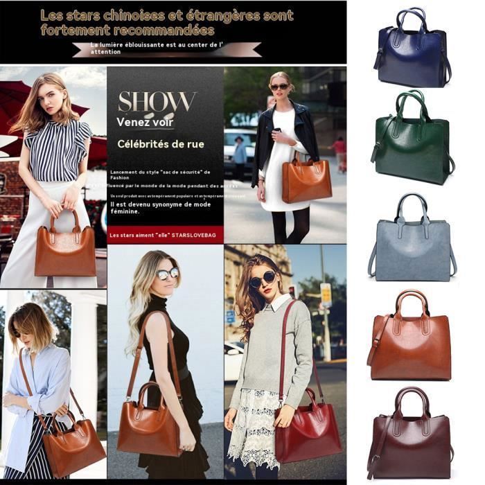 Sac Main Femmes - MOBIGARLAN - XD429 - Cuir PU Souple Vintage - Grande Capacit - Imperm able - Rose Rose - Bagagerie - Maroquinerie