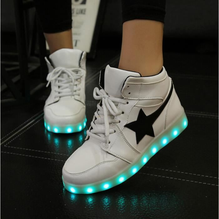 7 Couleur Homme USB Charge LED Chaussure Lumineuse Lumineux
