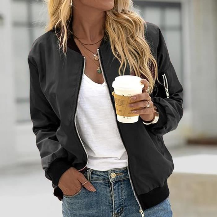 Veste Femme Noir Style Decontracte Bomber Moto Blouson Simili Cuir Noir Cdiscount Pret a Porter