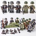 Lot de 20 figurines militaires - Soldat allemand américain de la Seconde Guerre mondiale - Blocs de construction - Armes - Cadeau d'-2