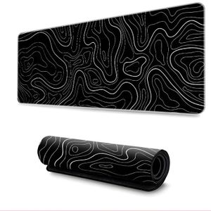 Niviy Tapis De Souris XXL Topographique Noir – 800x350x3 Mm – Ergonomique, Antidérapant, Bords Cousus – Gaming & Bureau