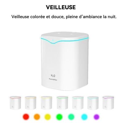Humidificateur D'Air 1L USB - Affichage Numérique - 2 Modes Brouillard + Veilleuse - Silencieux 23dB - Bureau/Chambre