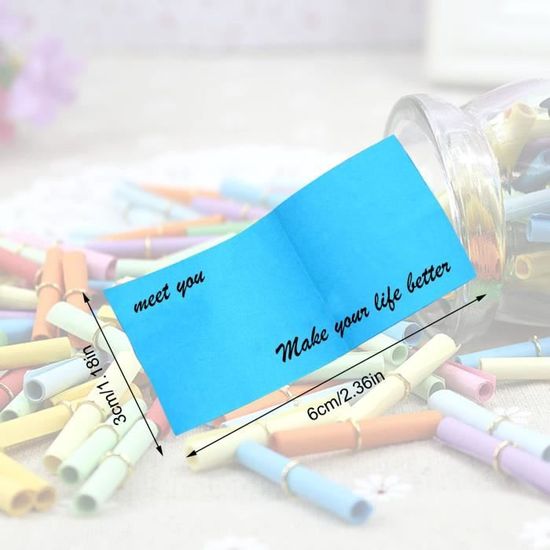 Lot De 100 Rouleaux De Souhaits Papier - Message Dans Une Bouteille - Couleurs Aléatoires Avec Mini Anneau Métal - Idéal Anniversaire Fête
