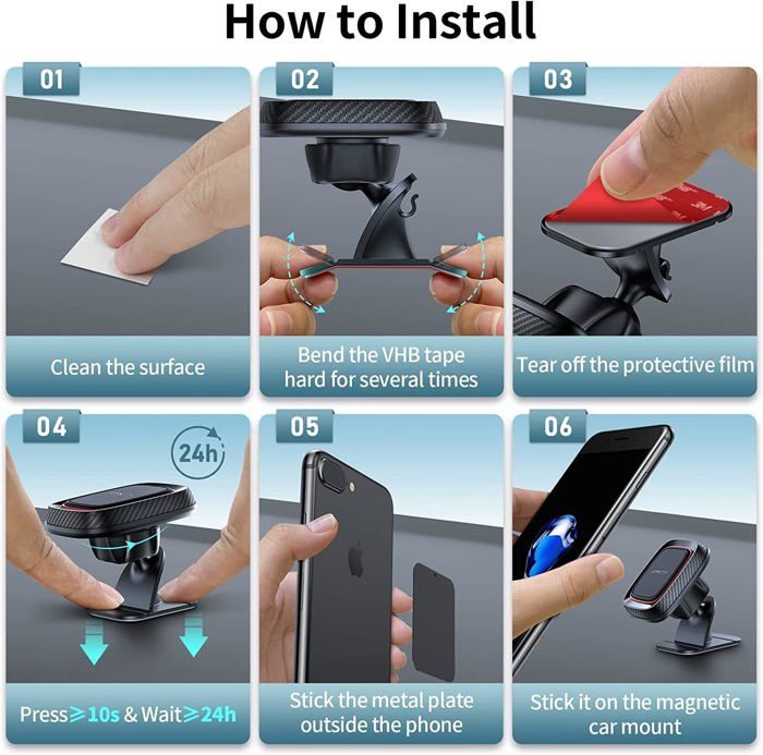 Support Magnétique Pour Téléphone 720° Universel - Pour Voiture, Bureau, Table Et Plus !