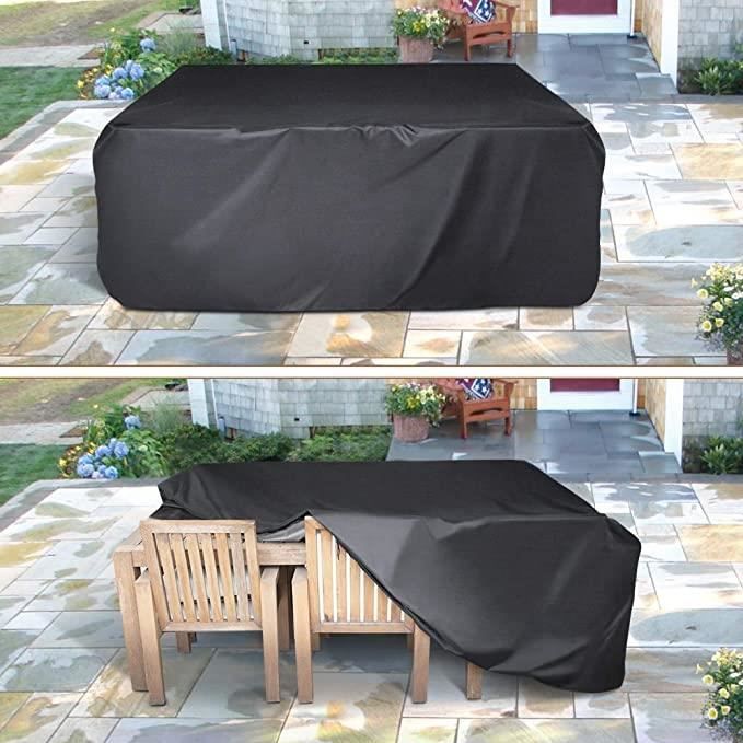 Housse de protection pour salon de jardin table - 242x162x100cm - 420D  Oxford - Noir - Cdiscount Jardin