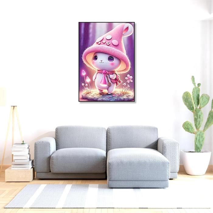 Ronde Peinture Diamant 5D Lapin Rose 30X40Cm Diamond Painting Dessin