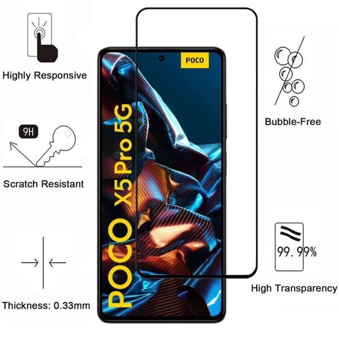 Pack d'accessoires Xiaomi Poco X5 Pro avec 3 Protection d'écran + 3 Film  protection