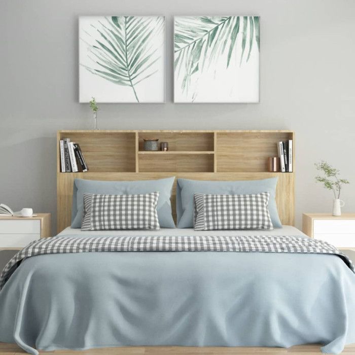 Armoire de tête de lit chêne fumé 160x18,5x104,5 cm - COMFORTXL | Leroy Merlin