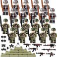 Lot de 20 figurines militaires - Soldat allemand américain de la Seconde Guerre mondiale - Blocs de construction - Armes - Cadeau d'-3
