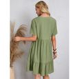 Robe Fluide d'été à manches courtes casual pour femmes Vert-3