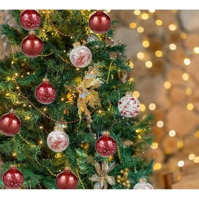 44 Boules De Noël Rouge Et Or - 6cm Et 3cm - Décoration Sapin Intérieur/extérieur - 9