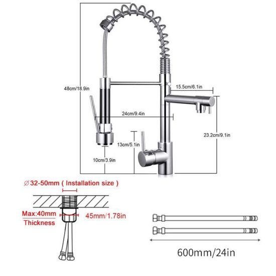 Robinet Mitigeur De Cuisine Pro Dewinner Avec Douchette Et Flexibles D Alimentation Achat Vente Robinetterie De Cuisine Dewinner Mitigeur Evier Ind Cdiscount