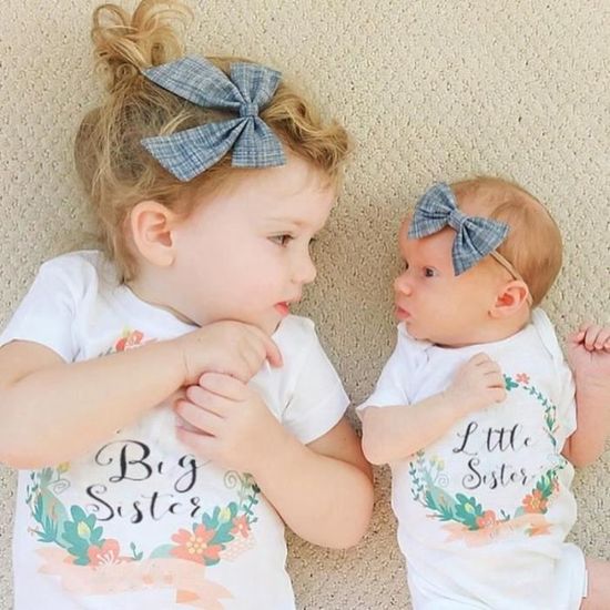 Nouveau Ne Fille Bebe Enfants Petite Soeur Barboteuse Body Grand Coton T Shirt Top Cadeau 6 8 Annee Grande Soeur Cdiscount