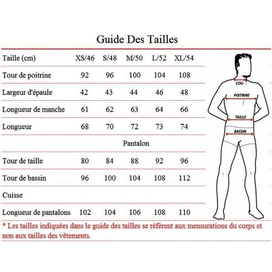 Guide taille top costume homme