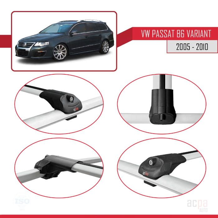 Barres De Toit Easy Line Advanced 120 Cm Pour Volkswagen Passat B8 Variant Break 2015+ – Charge 90 Kg, Verrouillables