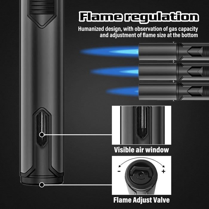 Nizirioo Briquet Triple Jet Rechargeable - 2 Pièces - Flamme Réglable Et Coupe-cigare - Idée Cadeau Homme