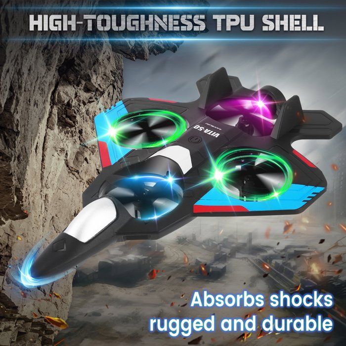 Avion RC Jet à Voilure Fixe 360° Avec Lumières – 2 Vitesses, Batterie 500mAh, Portée 100m – Cadeau Garçons Passionnés