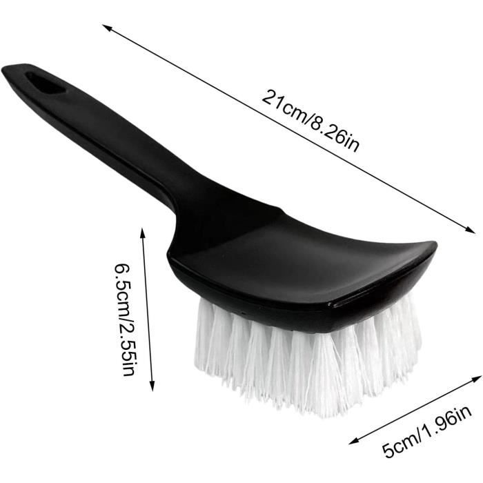 Brosse de brillance pour pneus - Noir - Réutilisable - Haute densité - Poils doux - Brosse d'application de pneu portable avec support pour pneu de