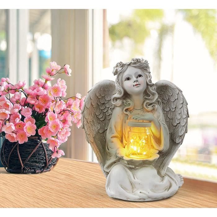 Statue de jardin d'ange, maison lampe solaire décor d'ange, décor de jardin  en résine pour cadeaux d'extérieur et commémoratifs1pcs