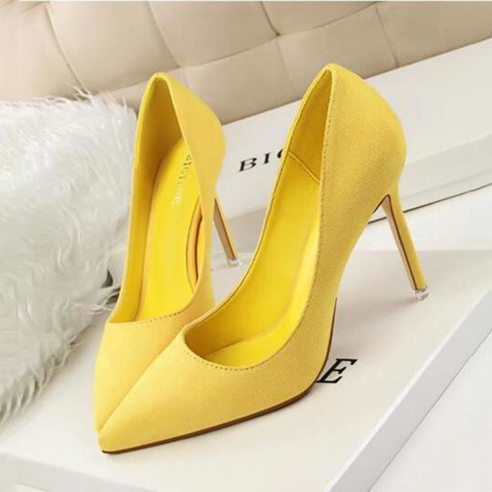 Chaussure jaune a shop talon