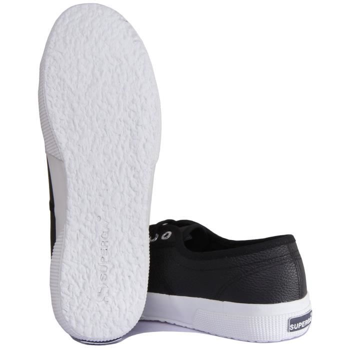 Baskets femme en cuir a lacets Superga 2750 EFGLU Noir Blanc Taille 40 Noir blanc Cdiscount Chaussures
