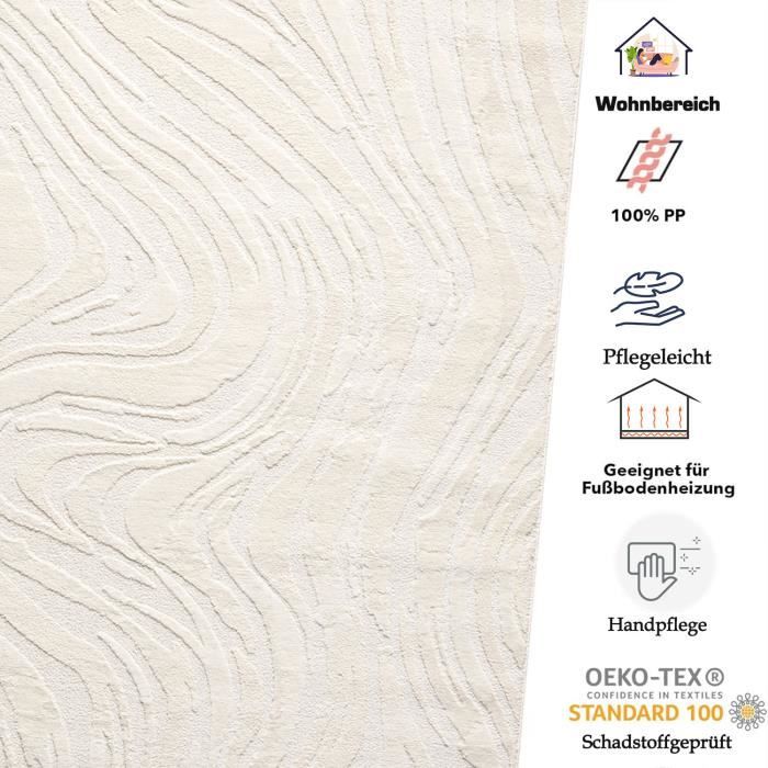 RugVista Crizia Tapis Moderne, 160x230 Cm, Rectangulaire, Poil Moyen, Nettoyage à Sec, Salon, Salle De Séjour, Chambre, Salle à Manger, Off Blanc