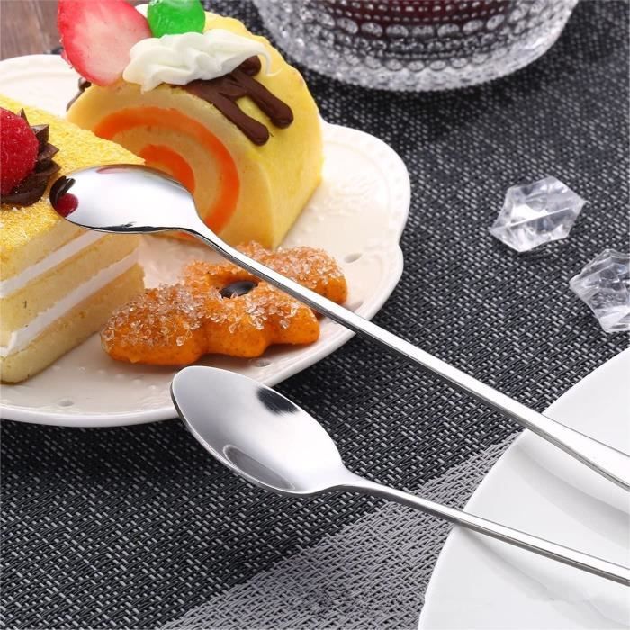 Lot de 4 cuillères à thé glacé avec manche de 22,9 cm de long en acier inoxydable pour mélanger, mélanger cocktail, thé, café, milkshake, boisson froide