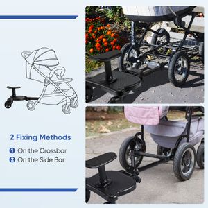 Marchepied Poussette Universel Siège Amovible 25kg Planche Poussette Avec Siège - Marchepied Réglable Pour Enfant 3-7 Ans Jusqu'à 25kg Planche A Roulette Poussette