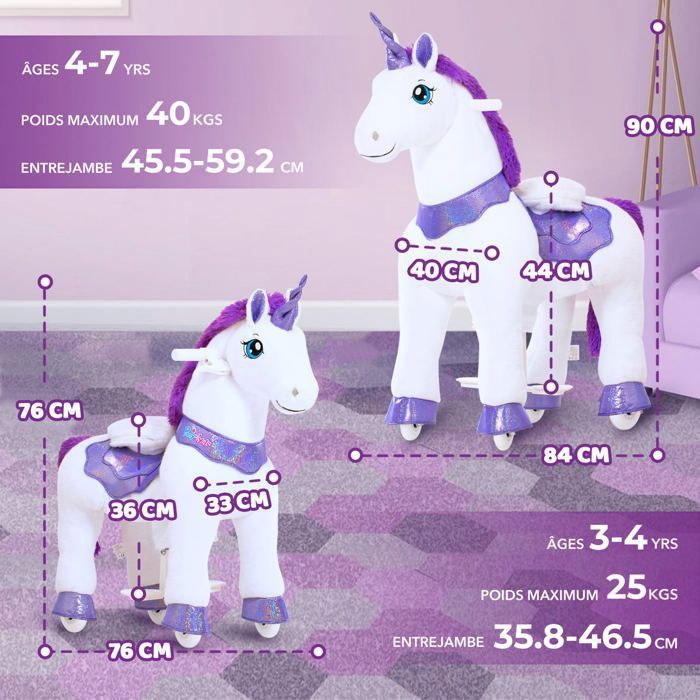 FINOOS Pony Ride Cheval à Bascule - Peluche sur Roues - Inline - Po FINOOS Pony Ride Cheval à Bascule - Peluche sur Roues - Inline - Po